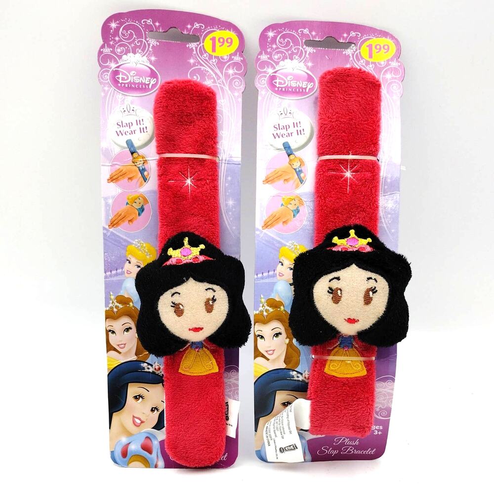 Lot of 2 Disney Princess Snow White Plush Slap Bracelets New 2010